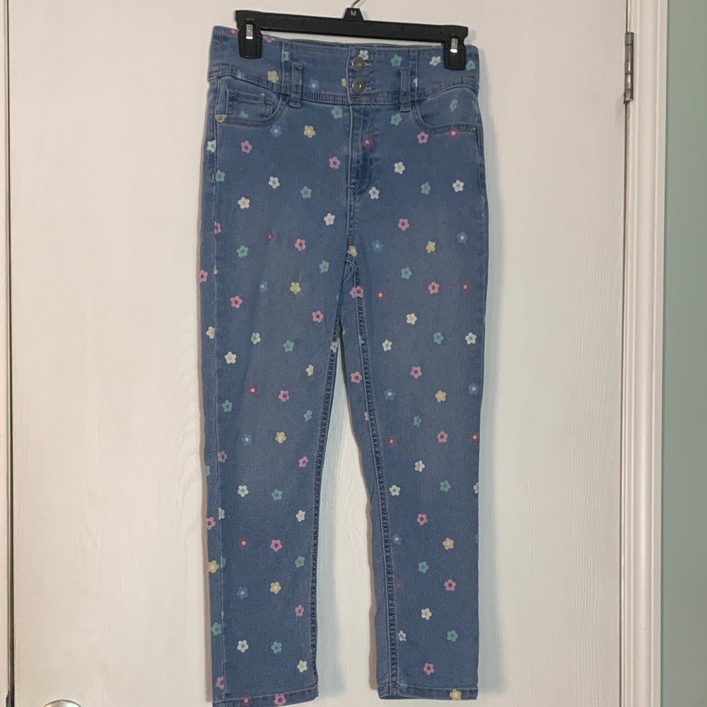 No Boundaries Blue Colorful Floral High Rise Skinny Jeans Size 5